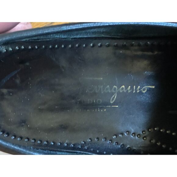 Salvatore Ferragamo Black Leather Horsebit Slip On Loafer Shoes   Mens Size 8.5 main image 5